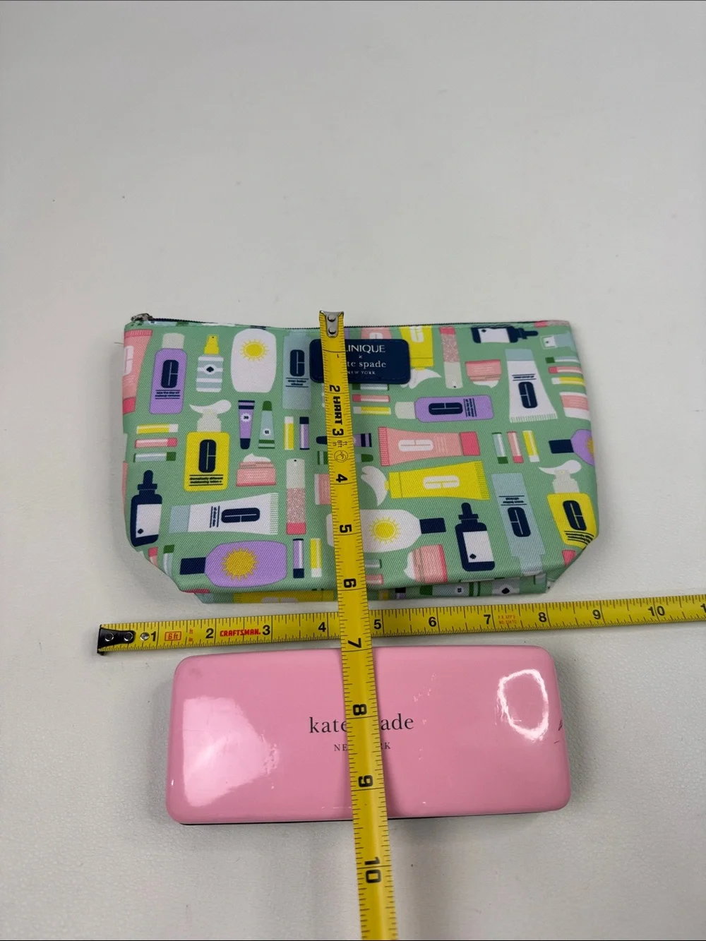kate spade Green Printed Cosmetic Pouch & Pink Kate Spade Sunglasses Case set